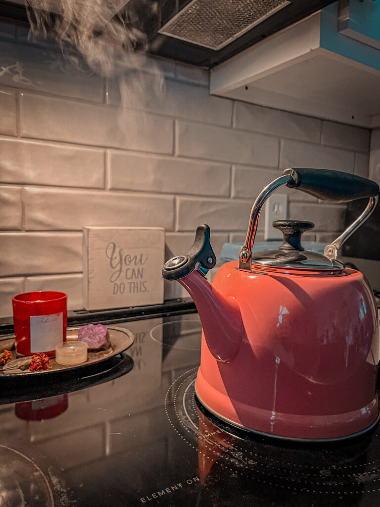 morning kettle boiling for herbal tea 